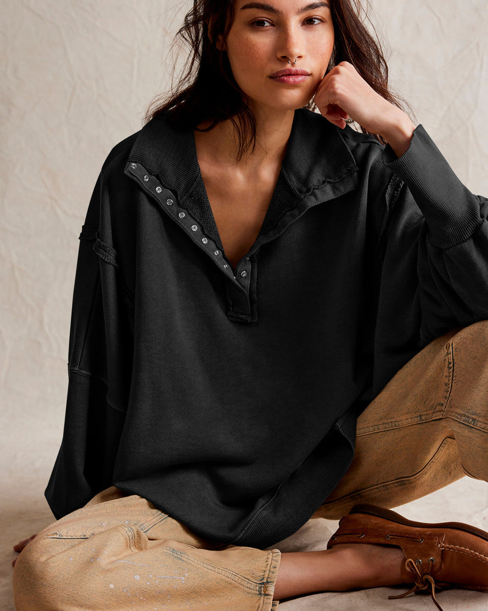 Oversize Yaka Kesik Sweatshirt