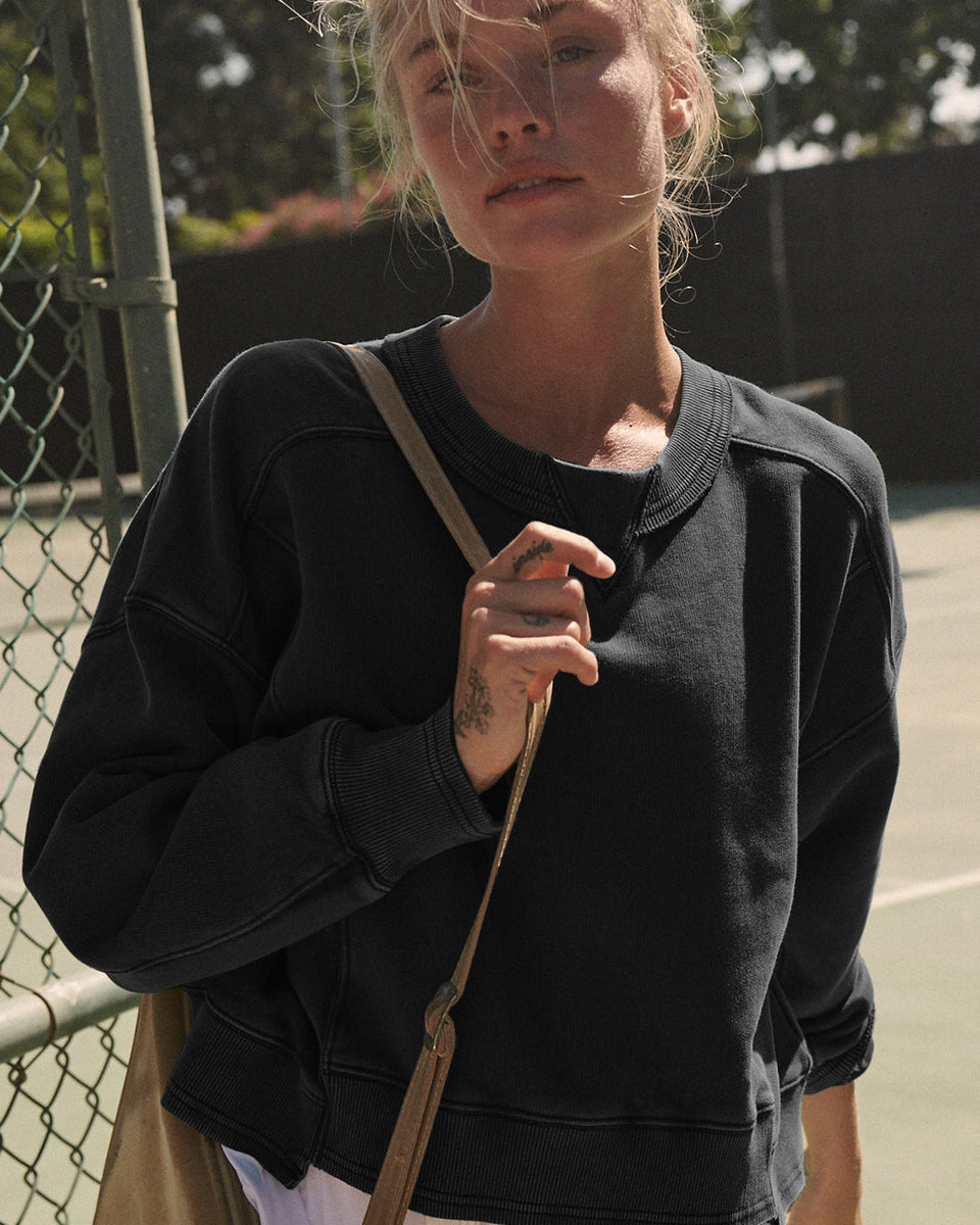 Bol Kesim Yuvarlak Yaka Patchwork Sweatshirt