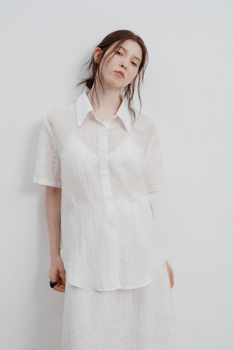Jacquard Desenli Tencel Gömlek