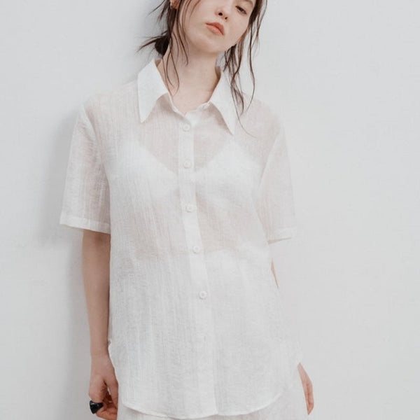 Jacquard Desenli Tencel Gömlek