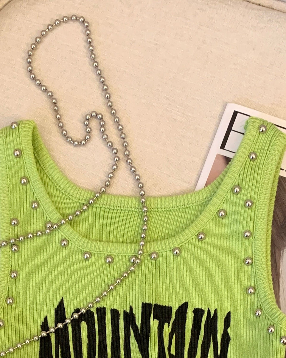Şık Studlu Monogram Baskılı Atlet