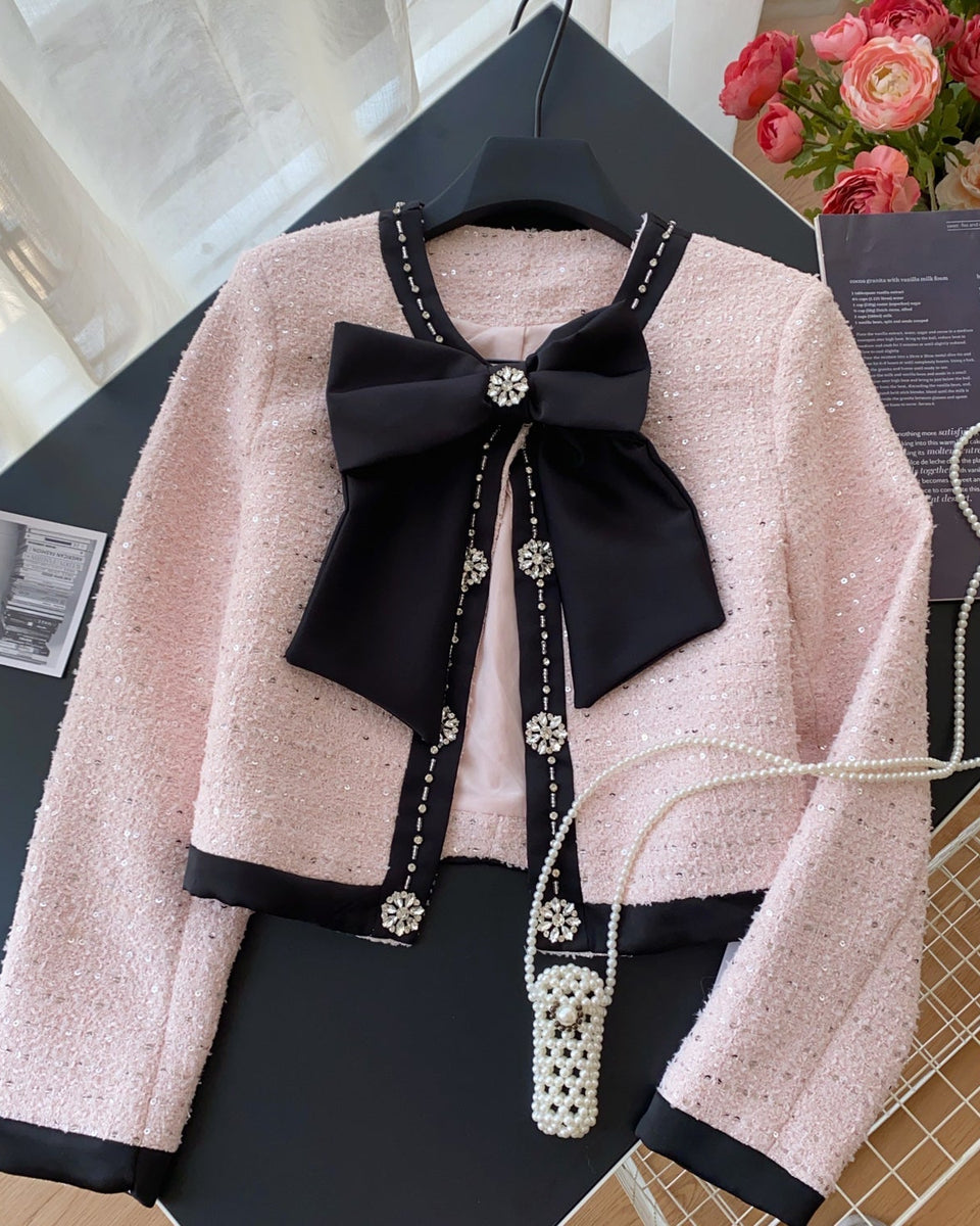 Premium Fiyonk Boncuklu Tweed Üst