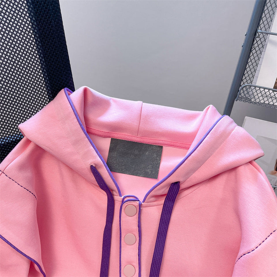 Niş Renk Bloklu Pembe Sweatshirt