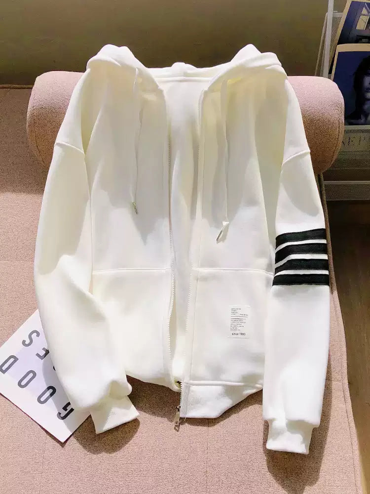 Oversized Fermuarlı Polar Kapüşonlu Sweatshirt