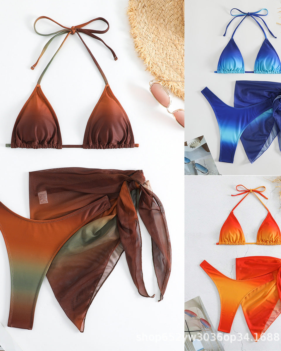 Üç Parça Soluk Renkli Mayo Ayrık Bikini