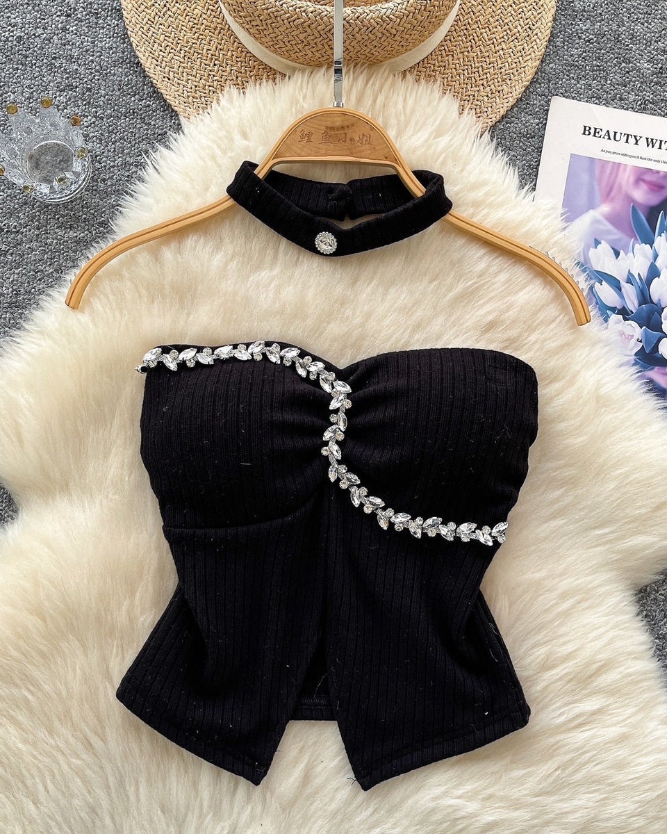 Boncuklu Yastıklı Üst ve Choker