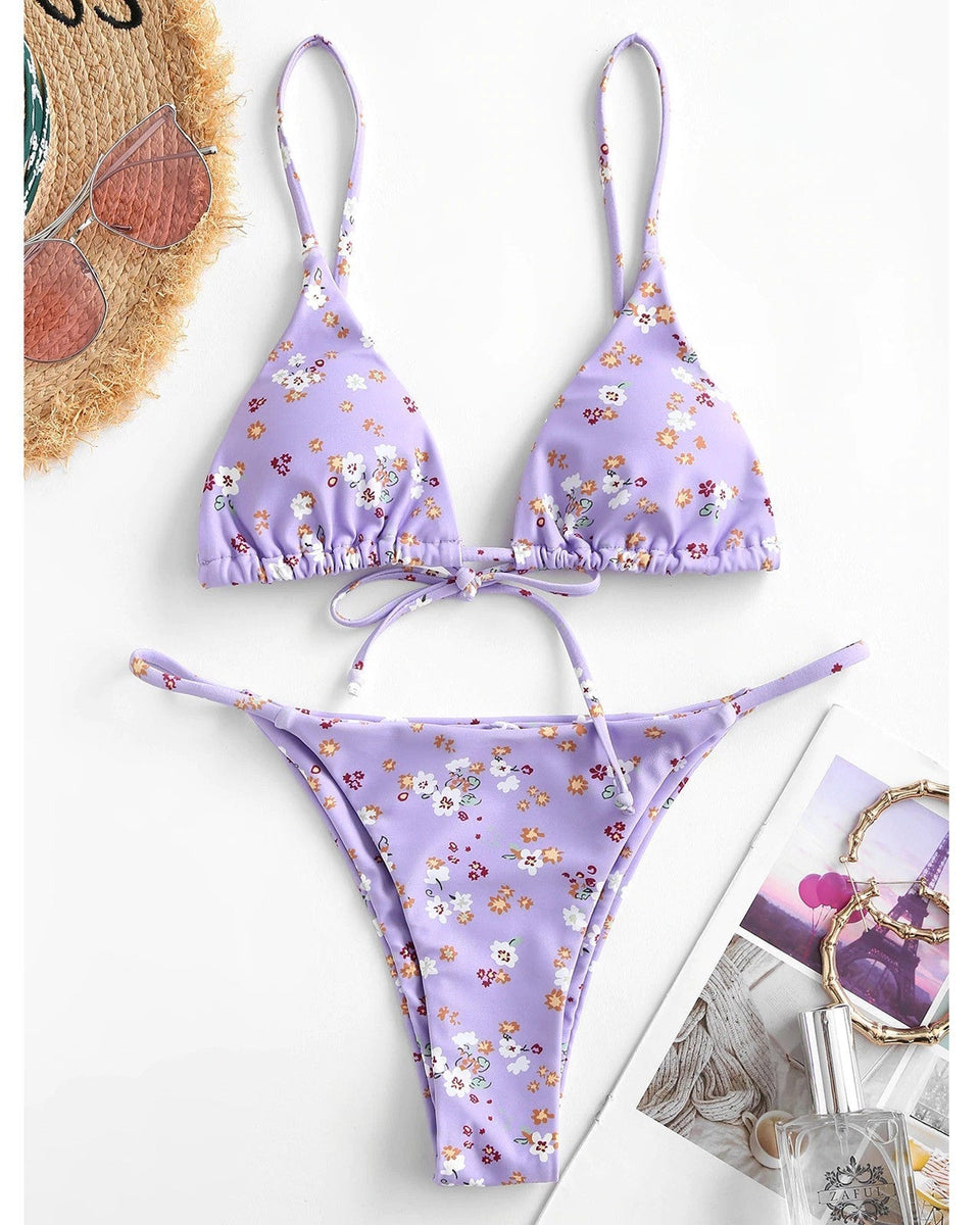 Vintage Baskılı Üç Parça Bikini