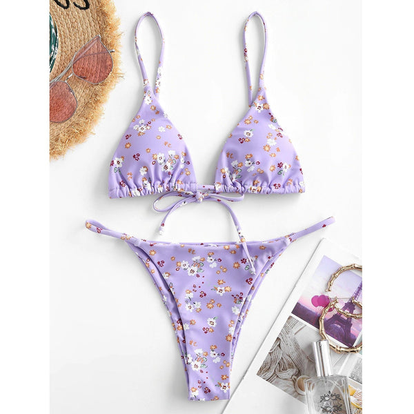 Vintage Baskılı Üç Parça Bikini
