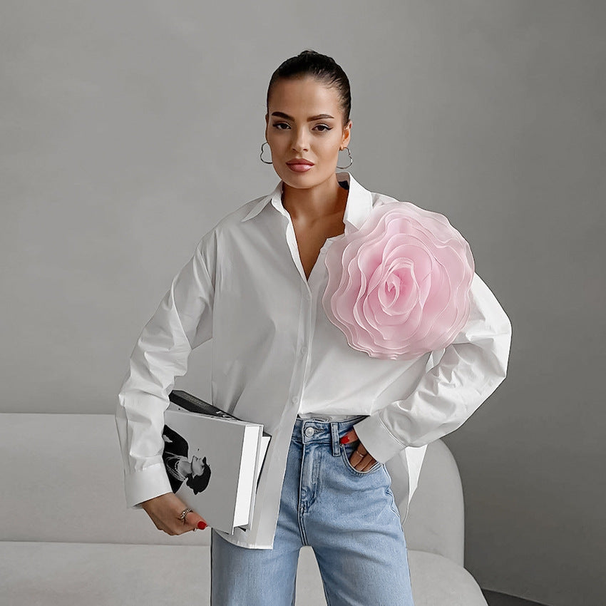 Luxe Button-Up Rahat Uzun Kollu Gömlek