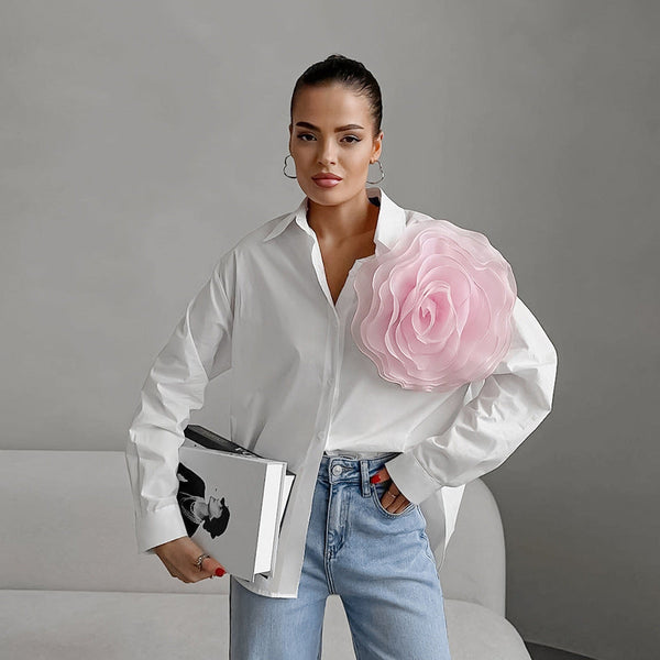 Luxe Button-Up Rahat Uzun Kollu Gömlek