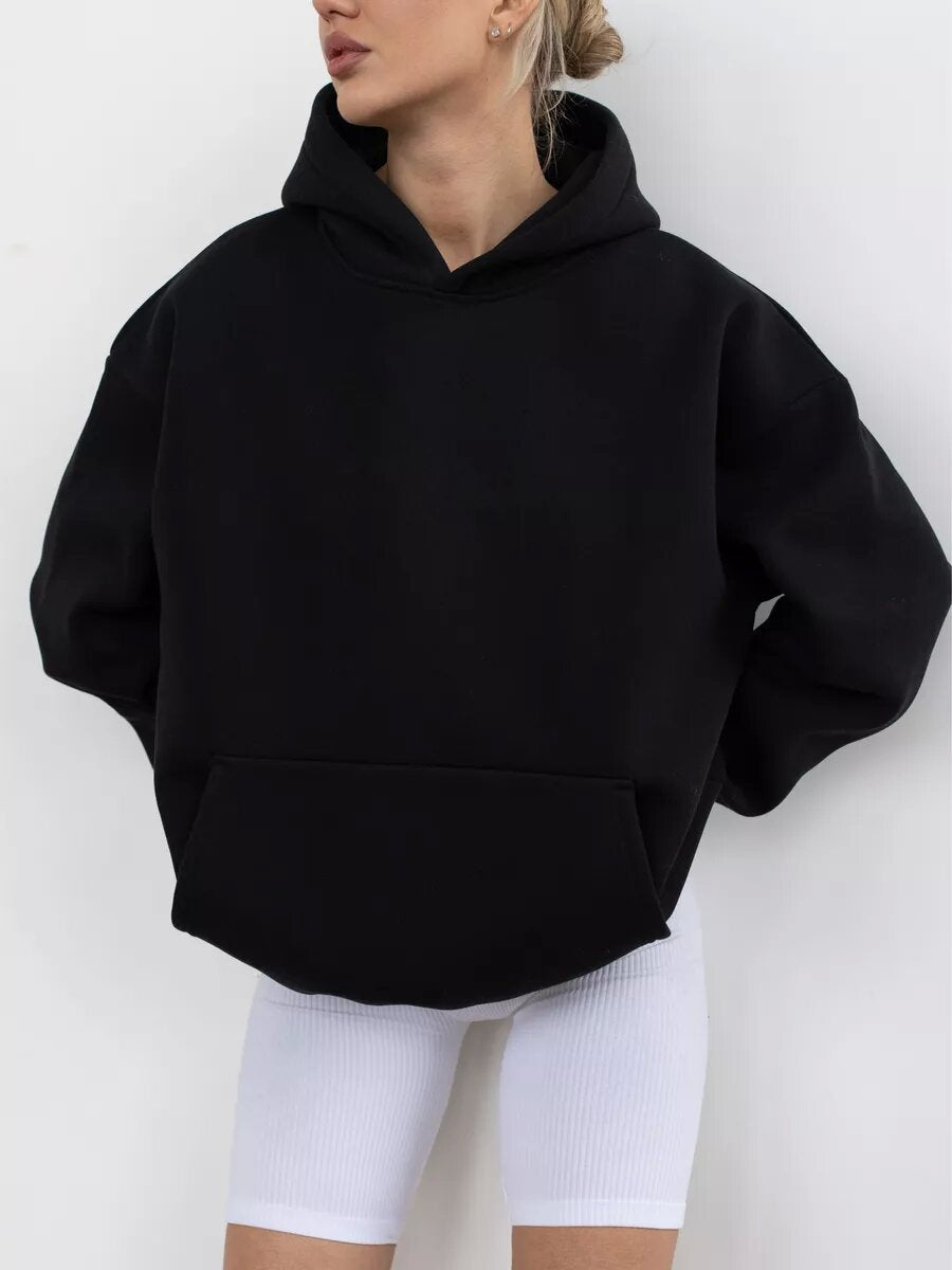 Oversize Patchwork Kapüşonlu Sweatshirt