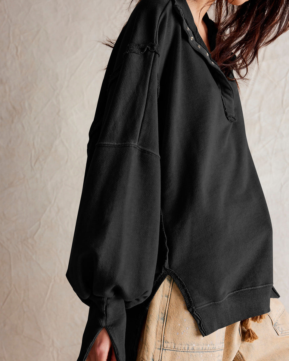 Oversize Yaka Kesik Sweatshirt