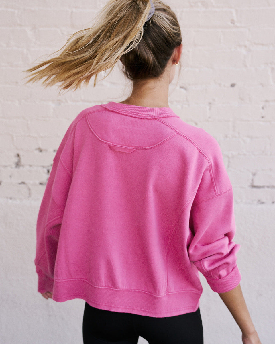 Bol Kesim Yuvarlak Yaka Patchwork Sweatshirt