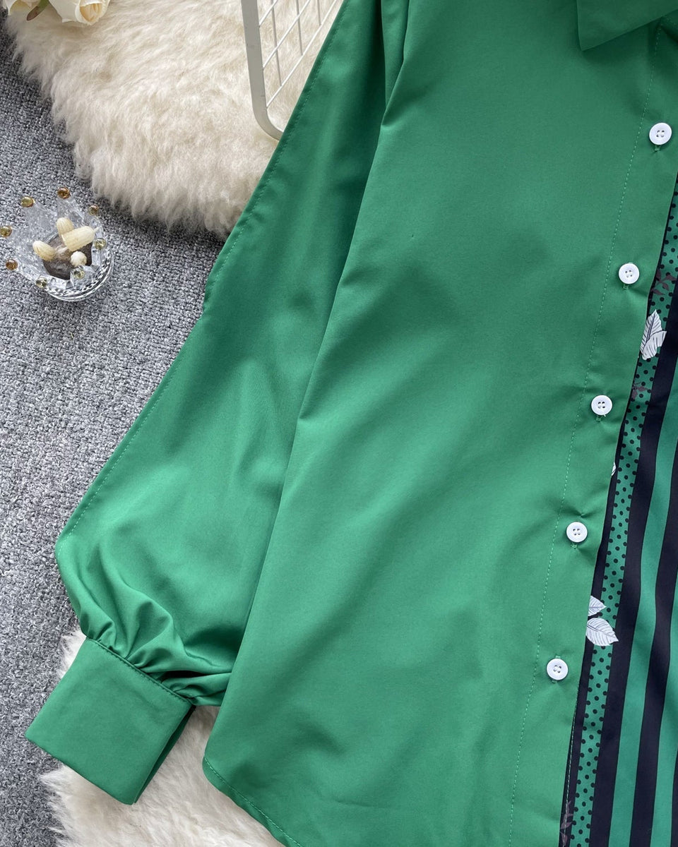 Çiçek Desenli Patcher Loose-fit Gömlek