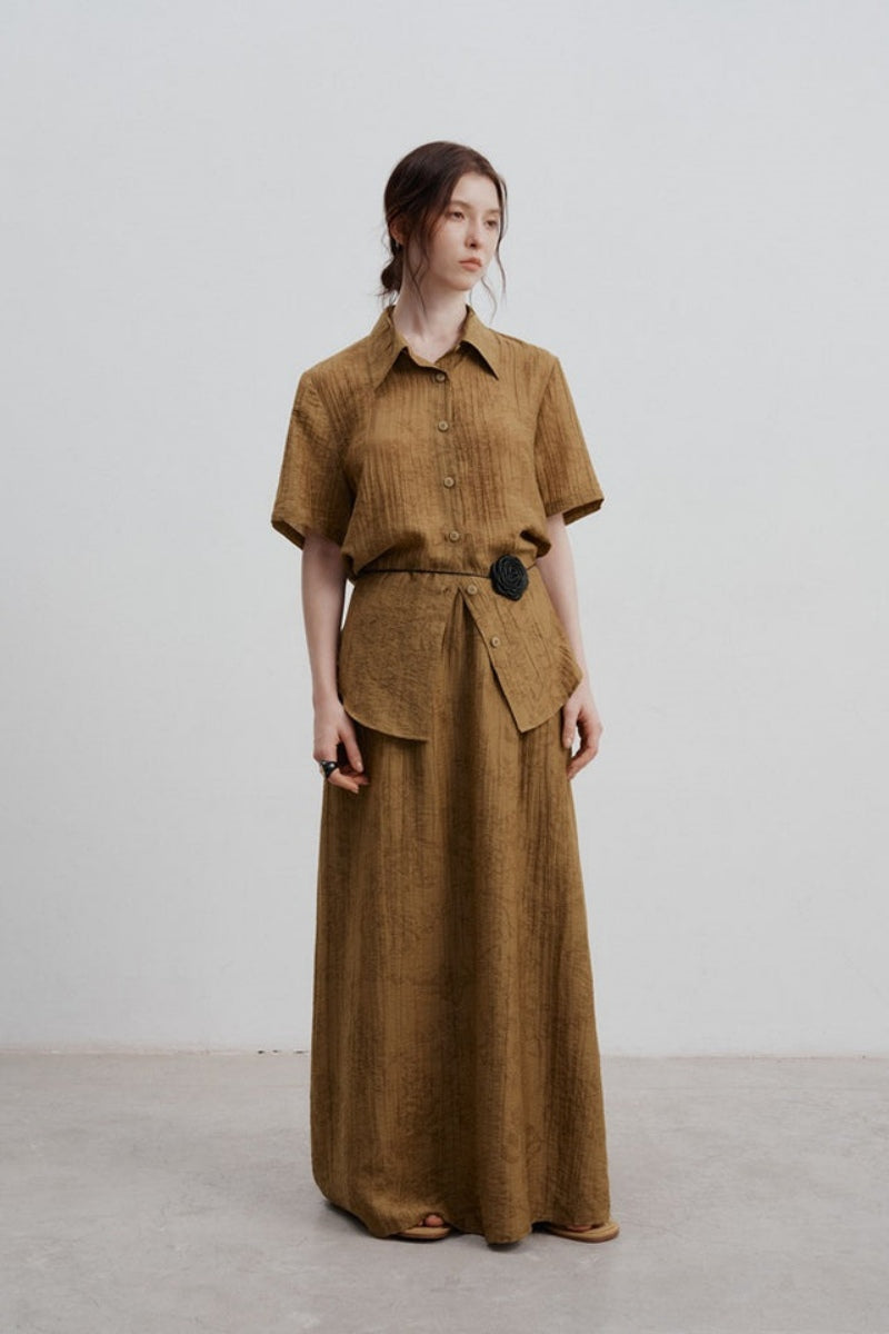 Jacquard Desenli Tencel Gömlek