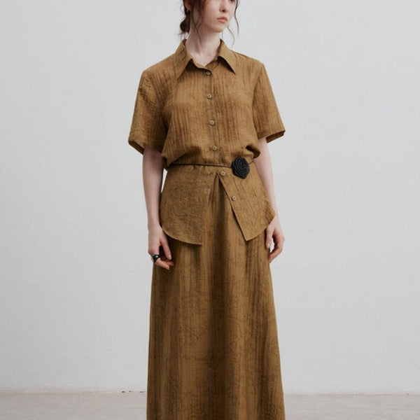 Jacquard Desenli Tencel Gömlek