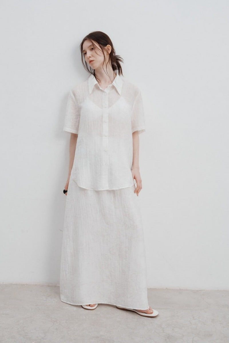 Jacquard Desenli Tencel Gömlek