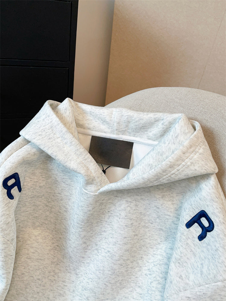 Şık Monogramlı Nakışlı Kapüşonlu Sweatshirt