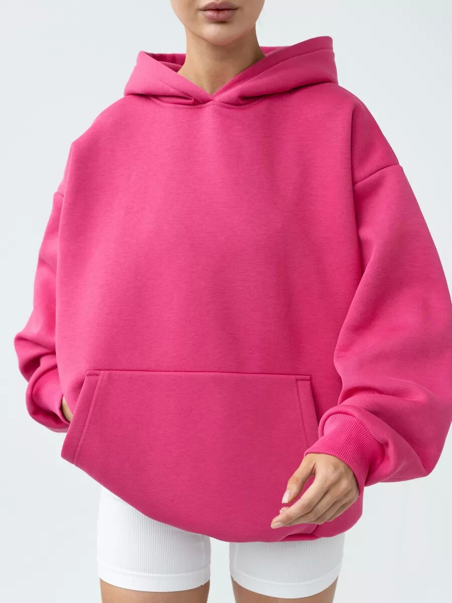 Oversize Patchwork Kapüşonlu Sweatshirt