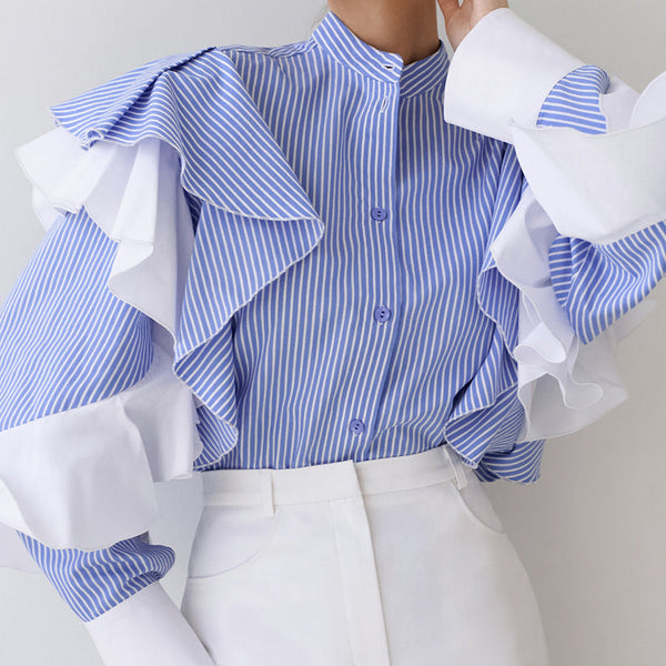 Silk Elegance Ekose Desenli Uzun Kollu Rahat Gömlek
