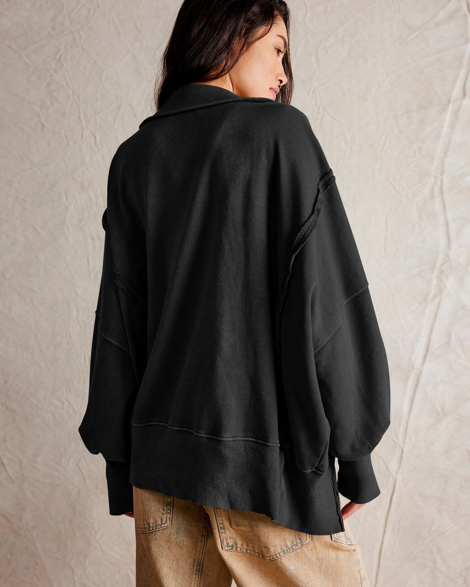 Oversize Yaka Kesik Sweatshirt