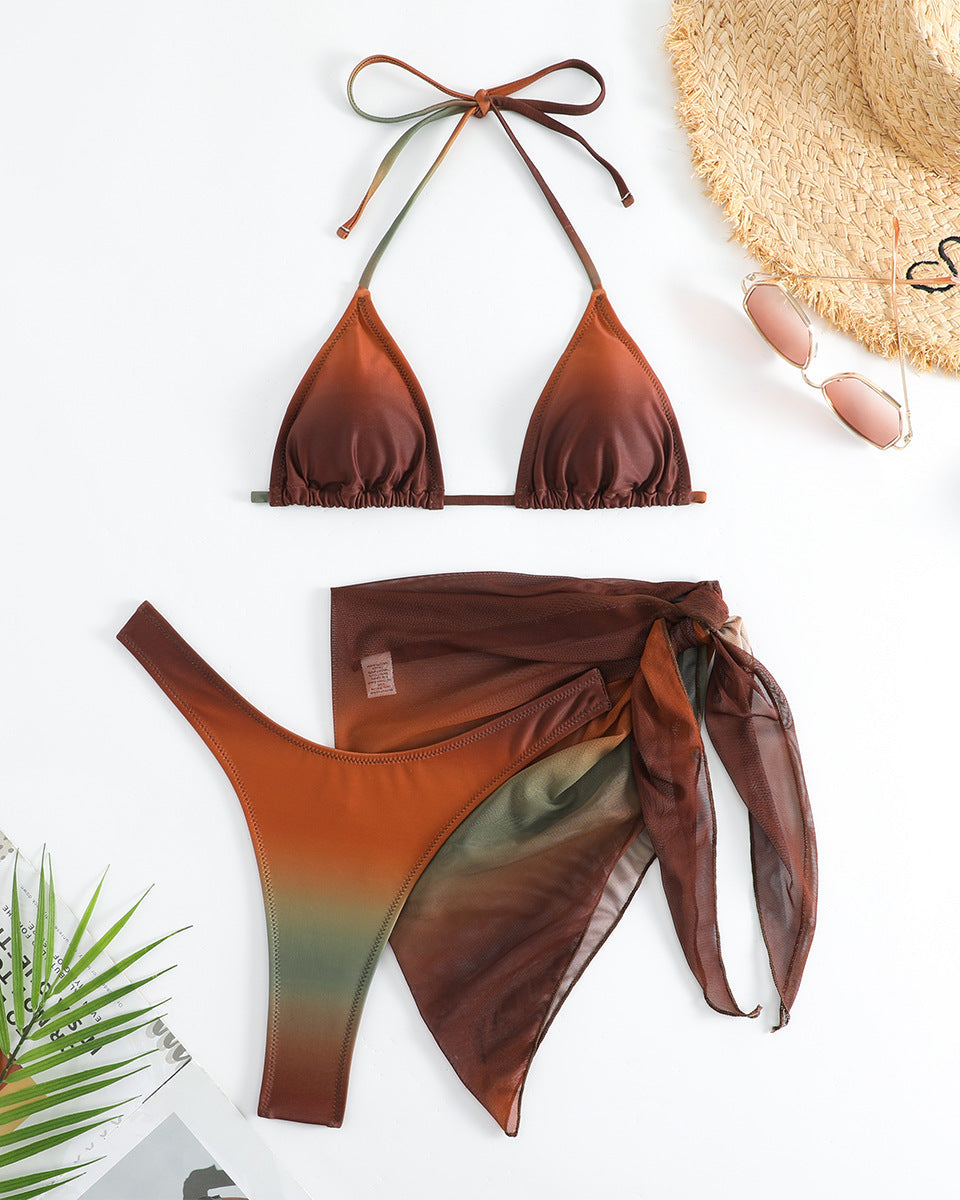 Üç Parça Soluk Renkli Mayo Ayrık Bikini