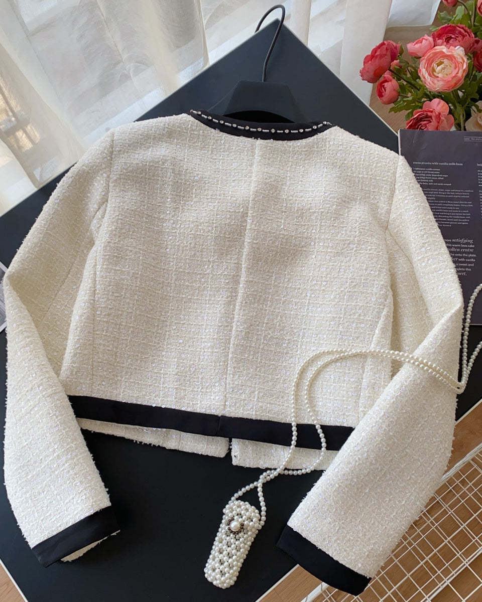 Premium Fiyonk Boncuklu Tweed Üst
