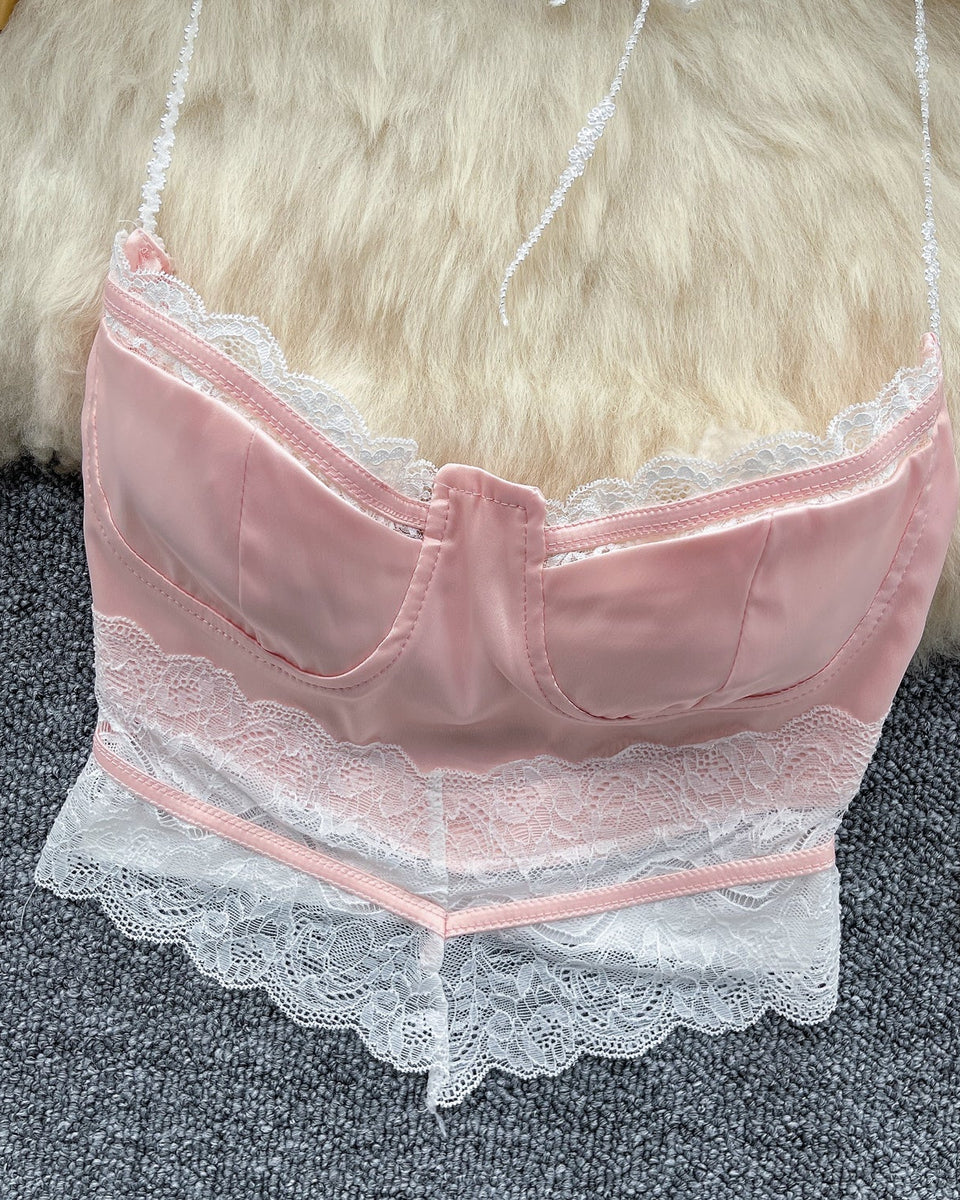 Sweetie Dantel Patchwork Halter Atlet