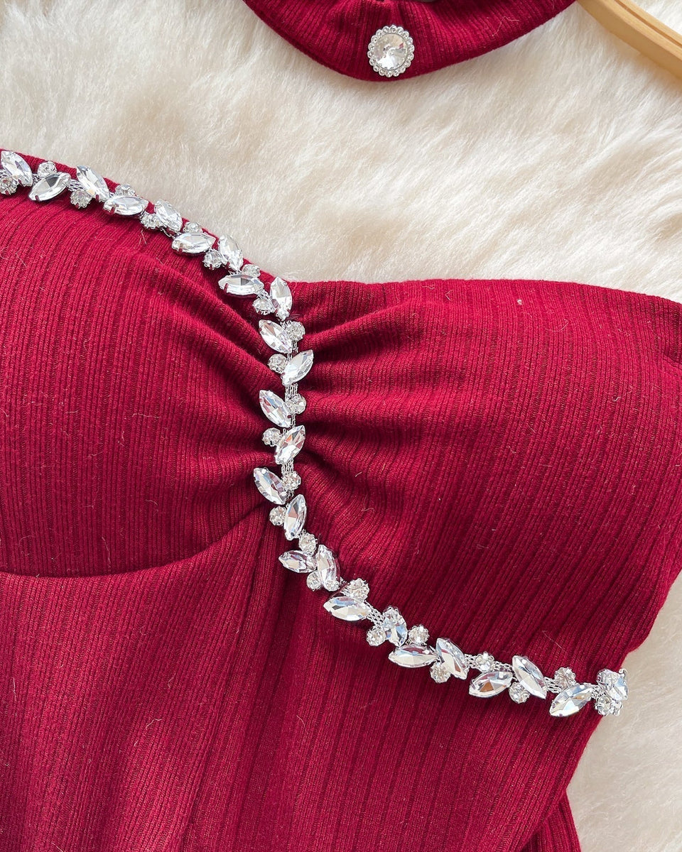 Boncuklu Yastıklı Üst ve Choker