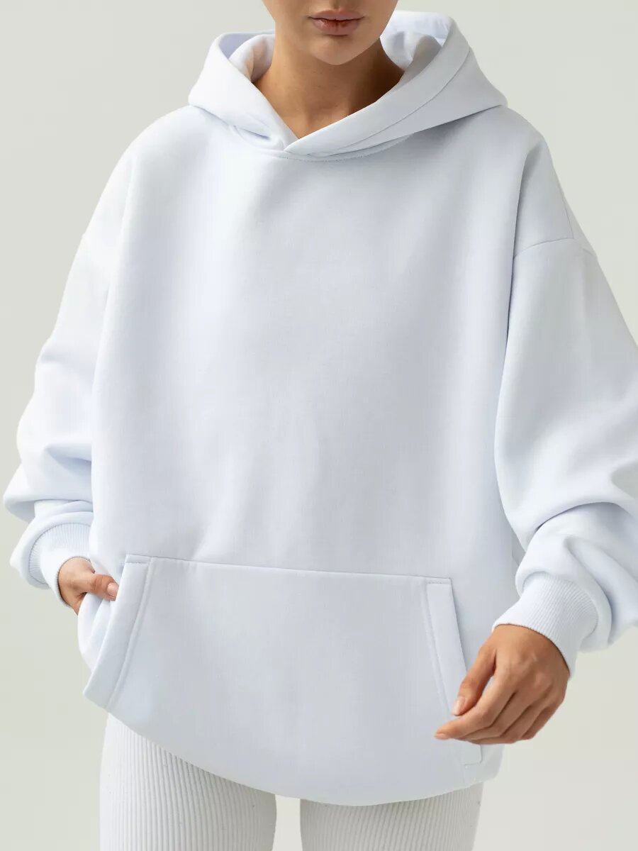 Oversize Patchwork Kapüşonlu Sweatshirt