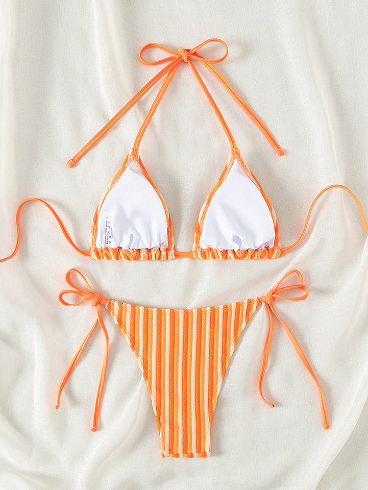 Havlu Kumaş Askılı Kravat Bikini