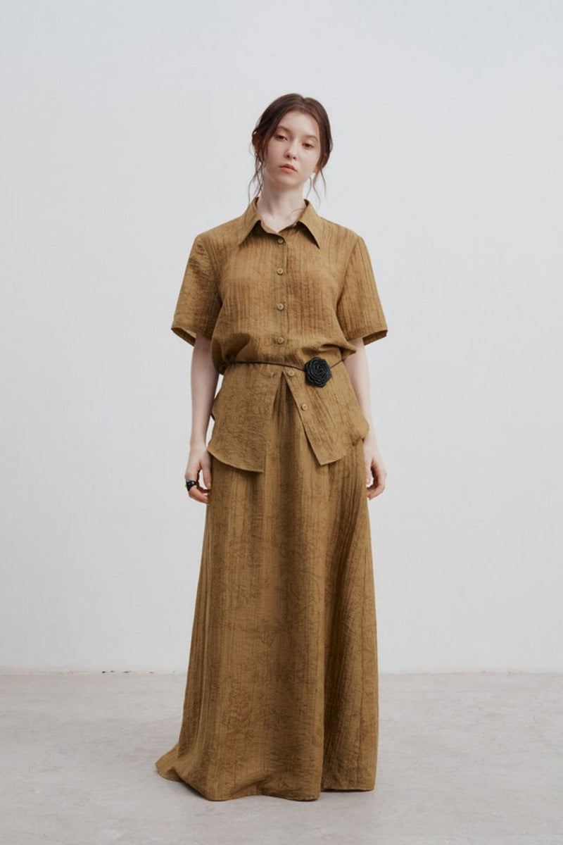 Jacquard Desenli Tencel Gömlek