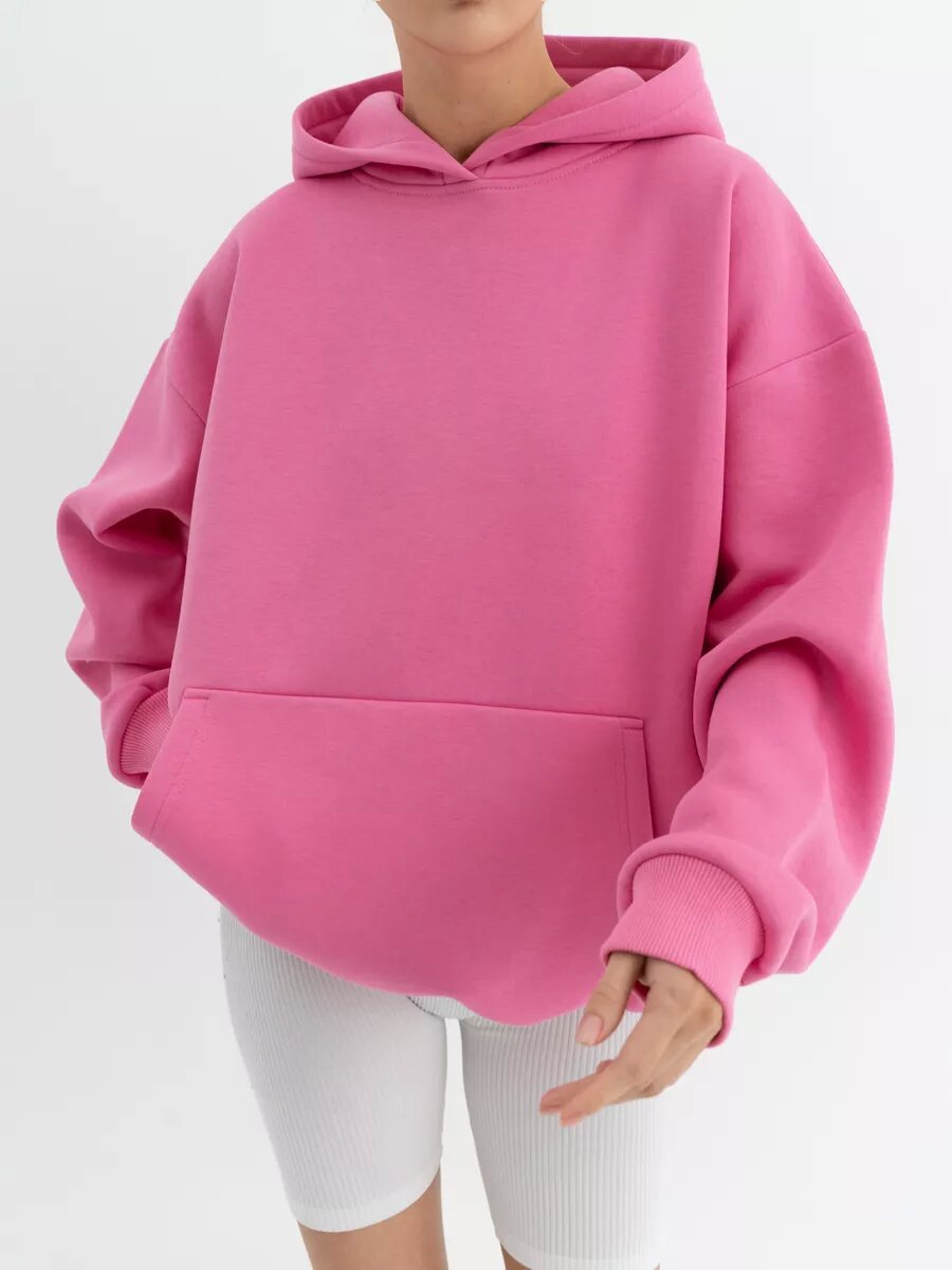 Oversize Patchwork Kapüşonlu Sweatshirt