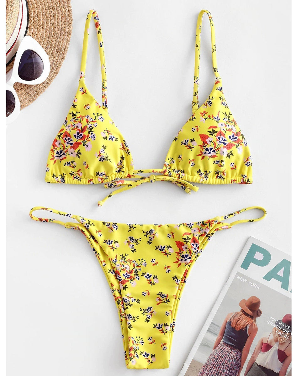 Vintage Baskılı Üç Parça Bikini