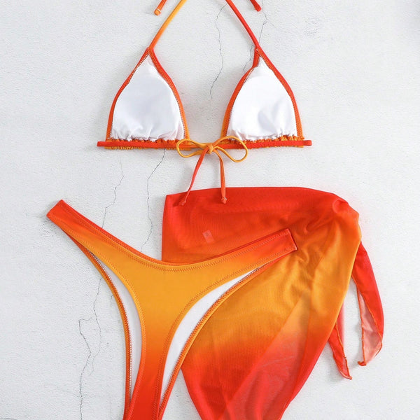Üç Parça Soluk Renkli Mayo Ayrık Bikini