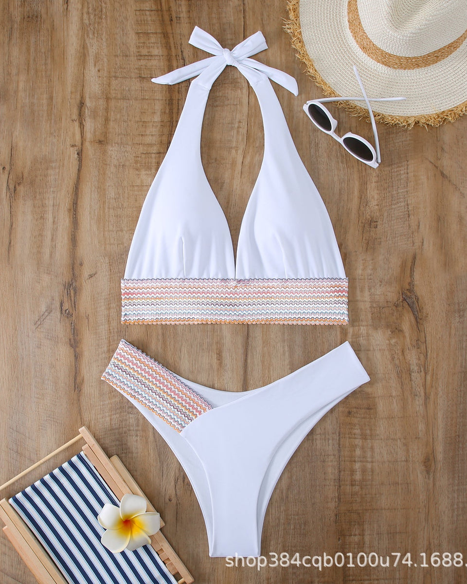 Sıkı Düz Renk Sırt Açık Bikini