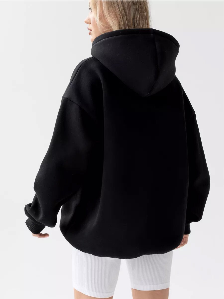 Oversize Patchwork Kapüşonlu Sweatshirt