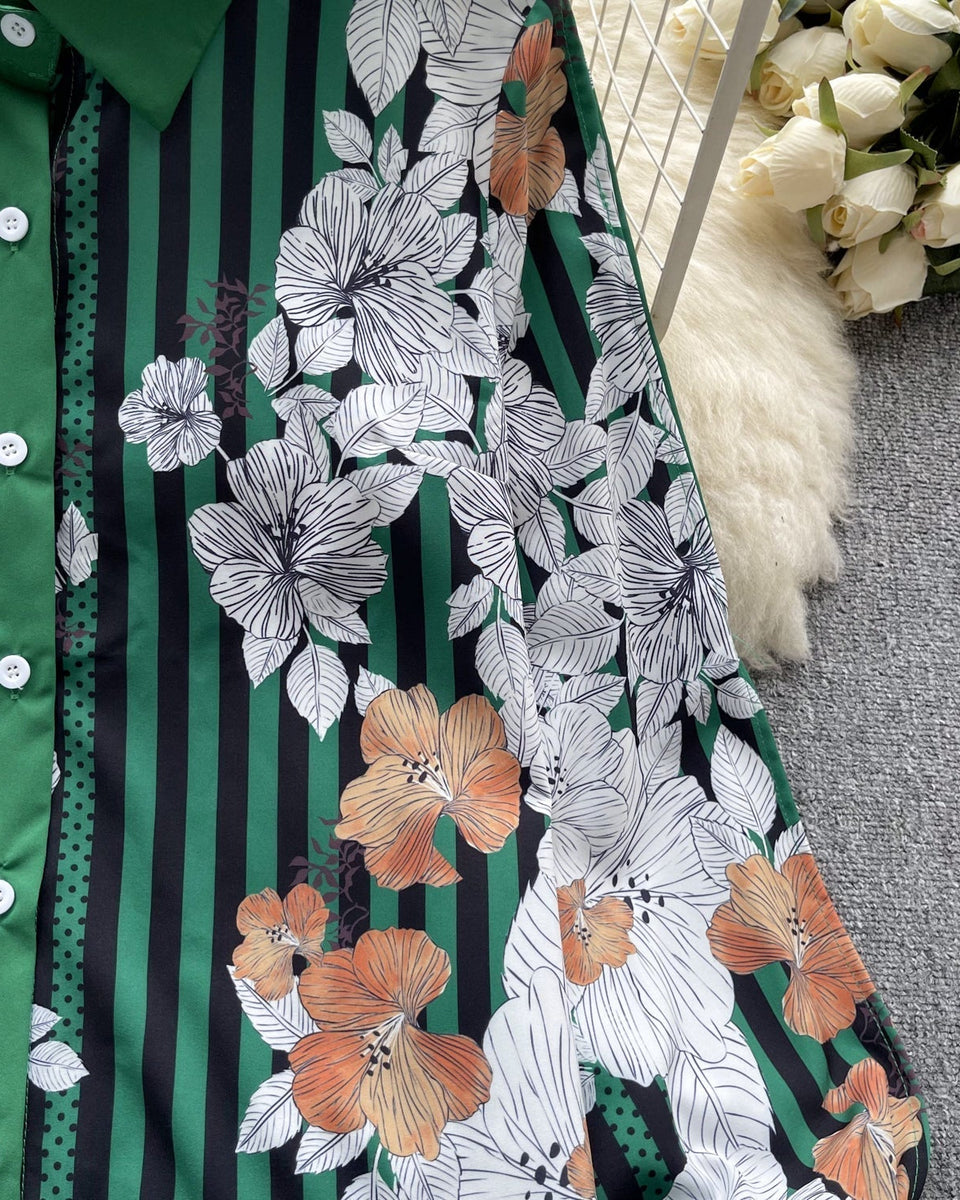 Çiçek Desenli Patcher Loose-fit Gömlek