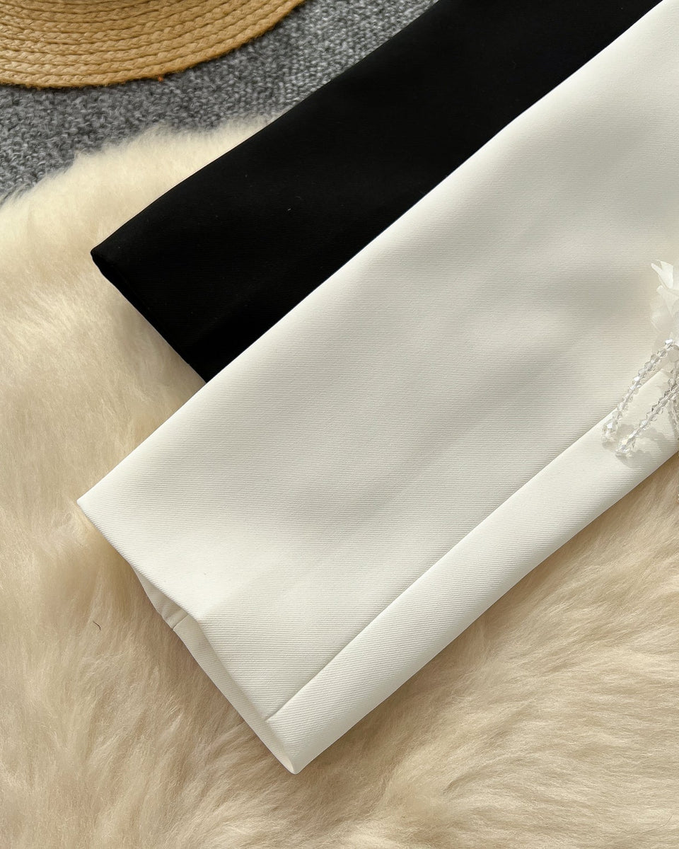 Fransız Tarzı Çiçek Desenli Kısa Blazer