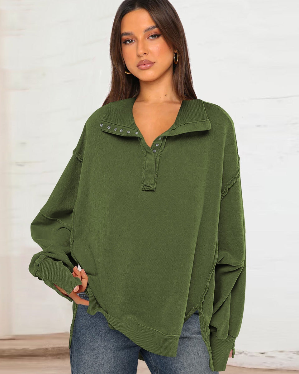 Oversize Yaka Kesik Sweatshirt