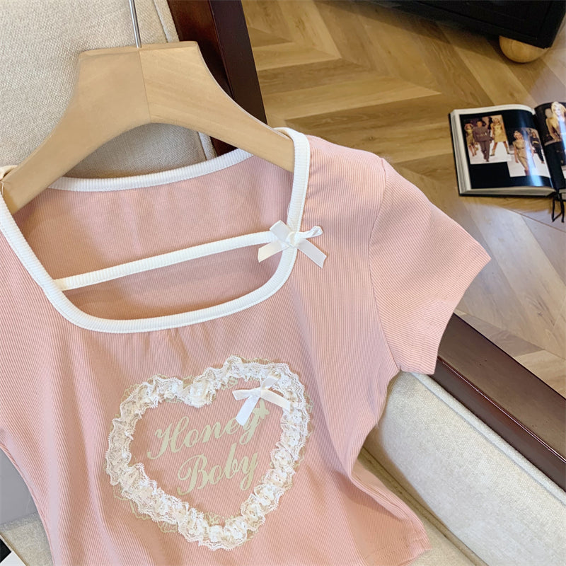 Sweet Kalp Desenli T-shirt
