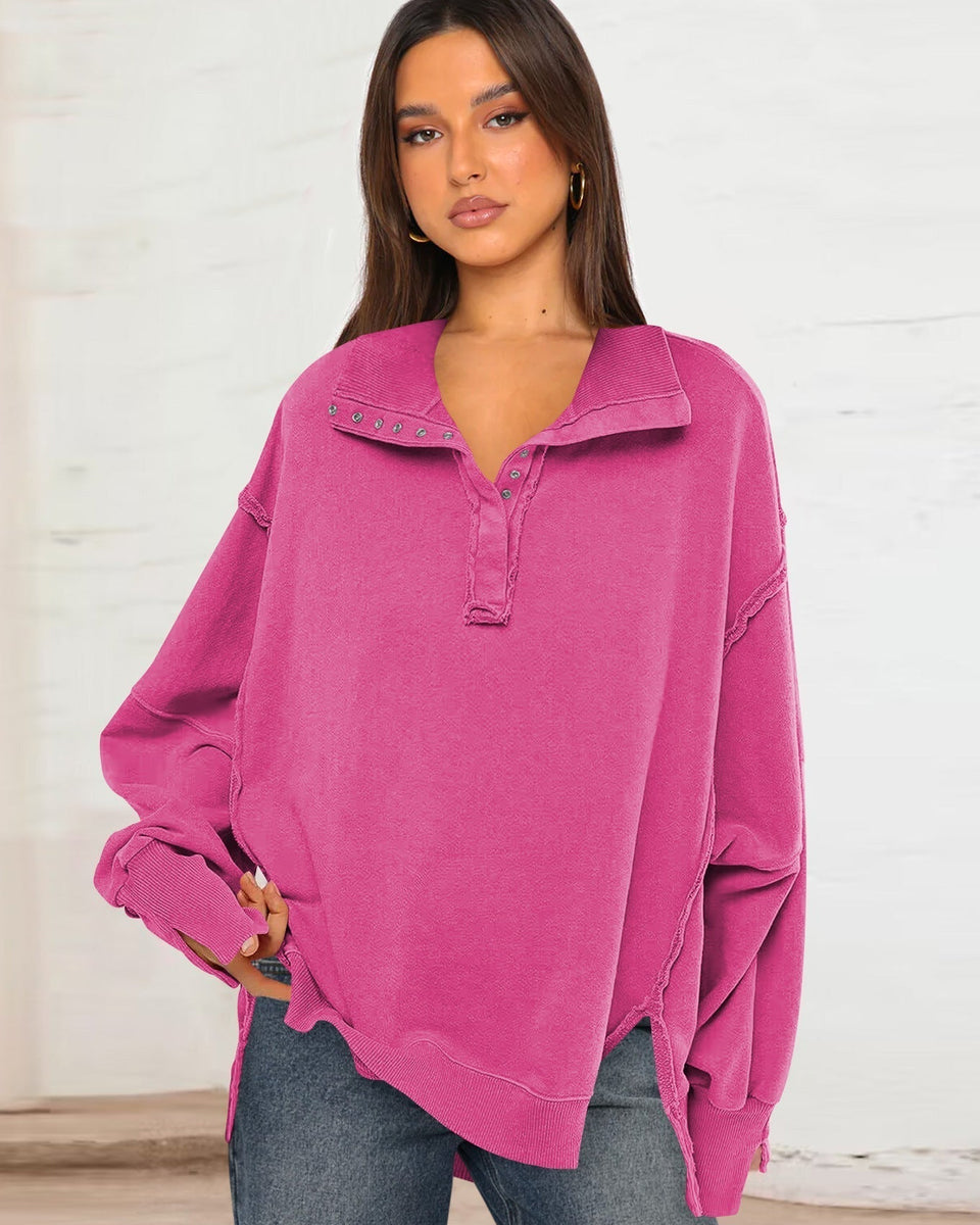 Oversize Yaka Kesik Sweatshirt