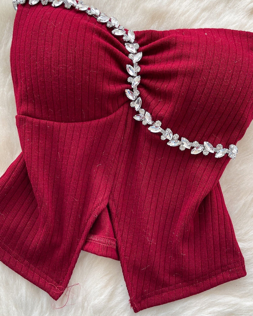 Boncuklu Yastıklı Üst ve Choker