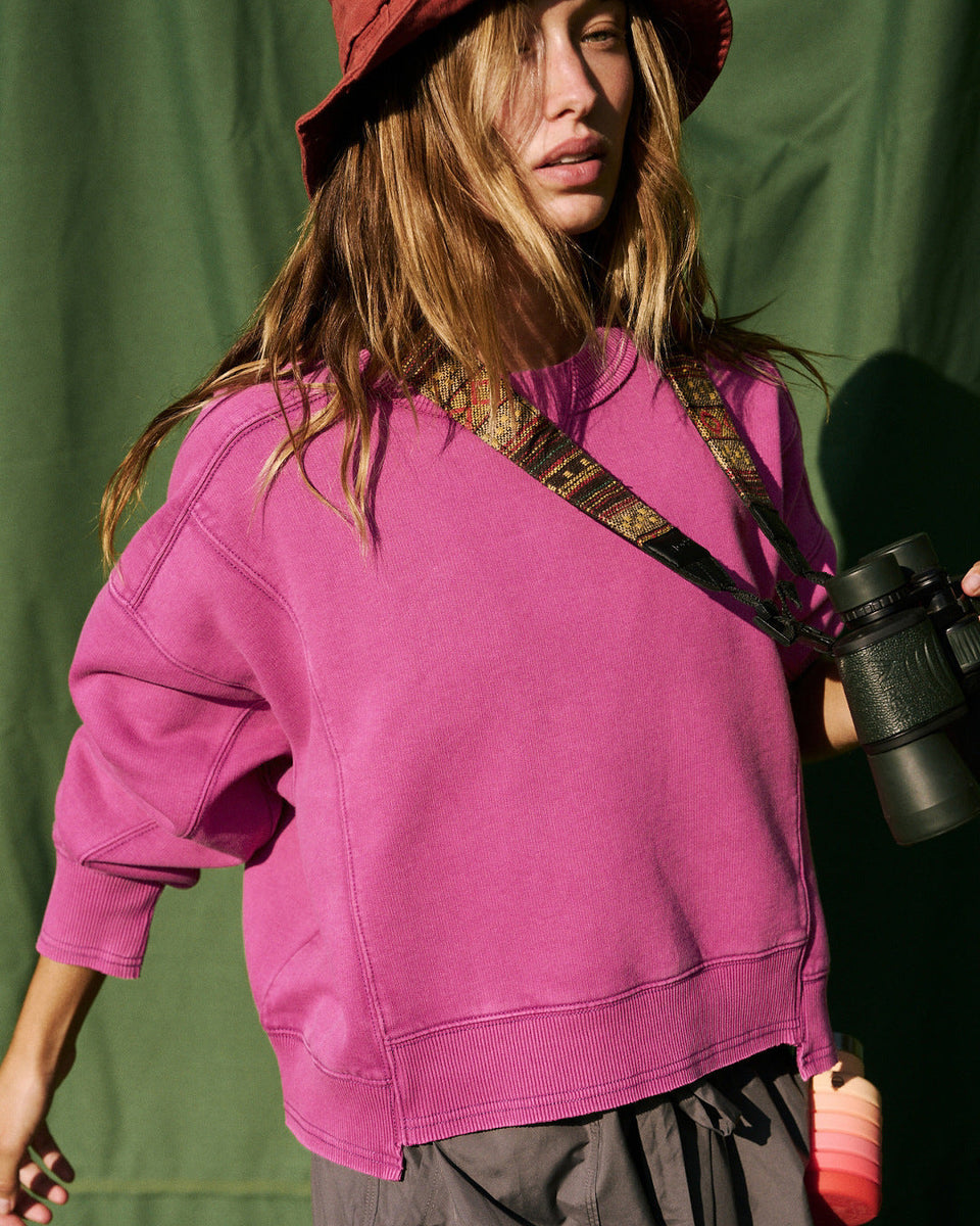 Bol Kesim Yuvarlak Yaka Patchwork Sweatshirt