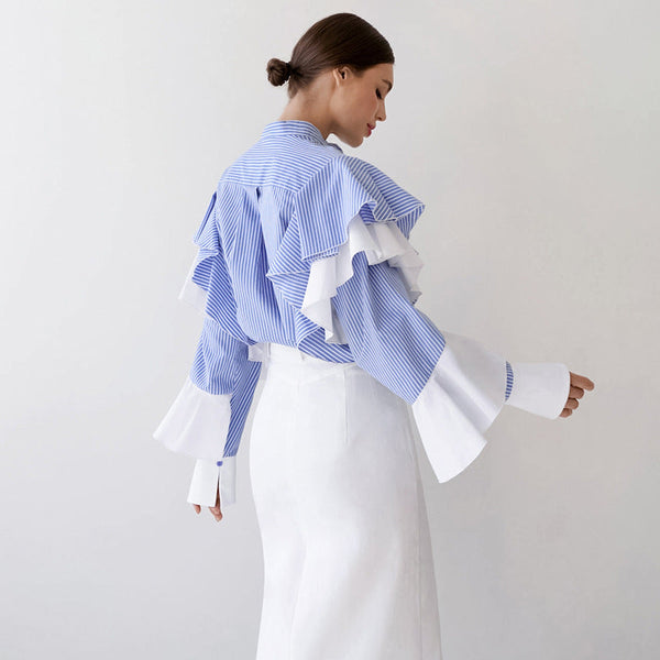 Silk Elegance Ekose Desenli Uzun Kollu Rahat Gömlek