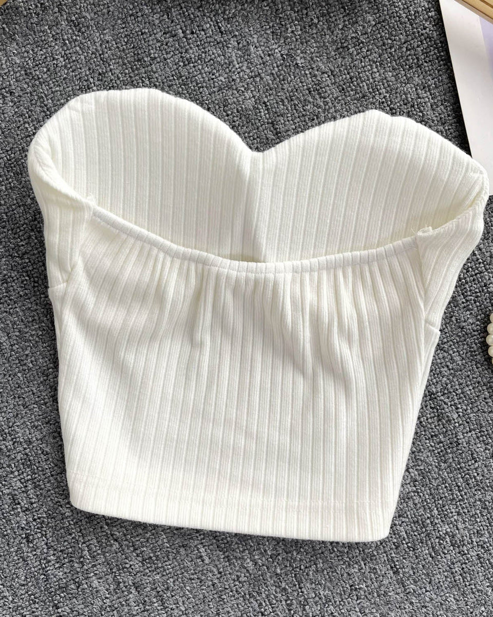Choker ile Yastıklı Çizgili Örgü Üst