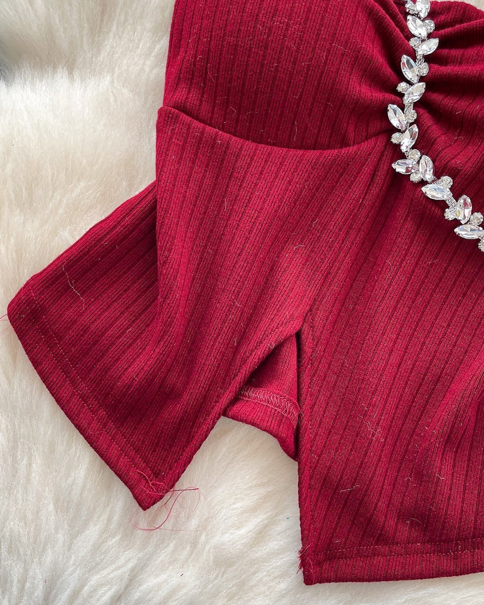 Boncuklu Yastıklı Üst ve Choker
