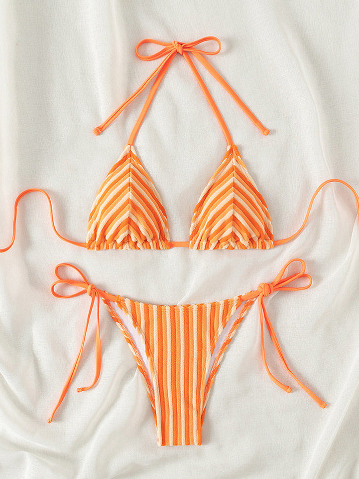 Havlu Kumaş Askılı Kravat Bikini