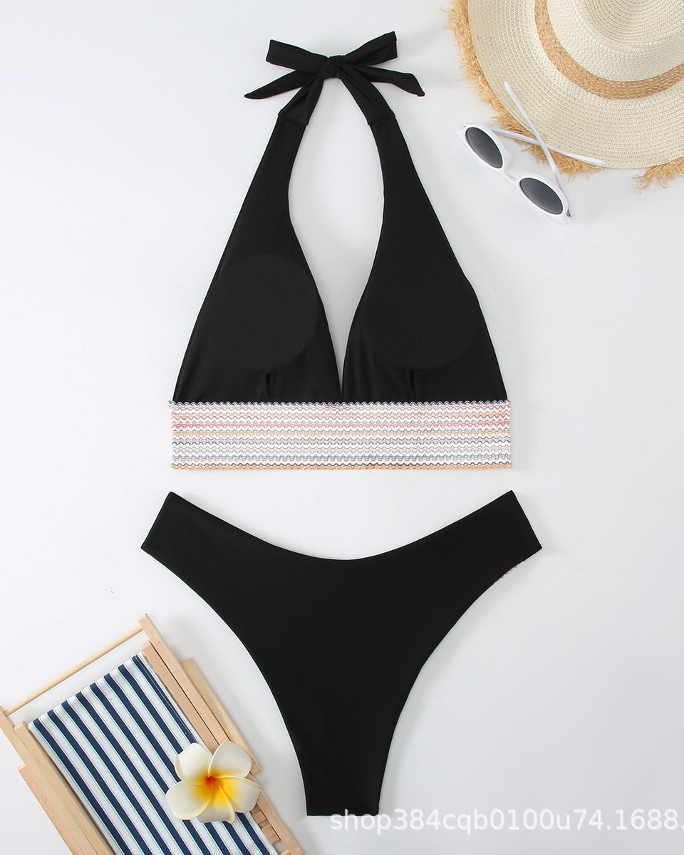 Sıkı Düz Renk Sırt Açık Bikini