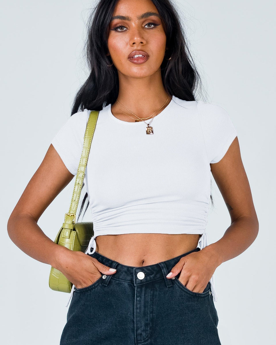 Midriff Açık Çizgili Kısa Üst